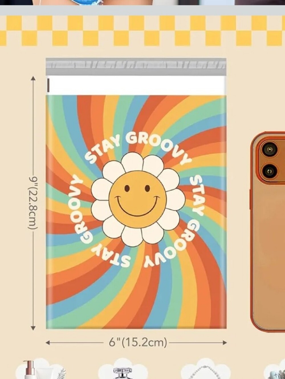 Stay Groovy Smiley Daisy Polymailer Packages
